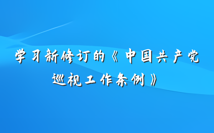 学习新修订的《中国共产党巡视工作条例》