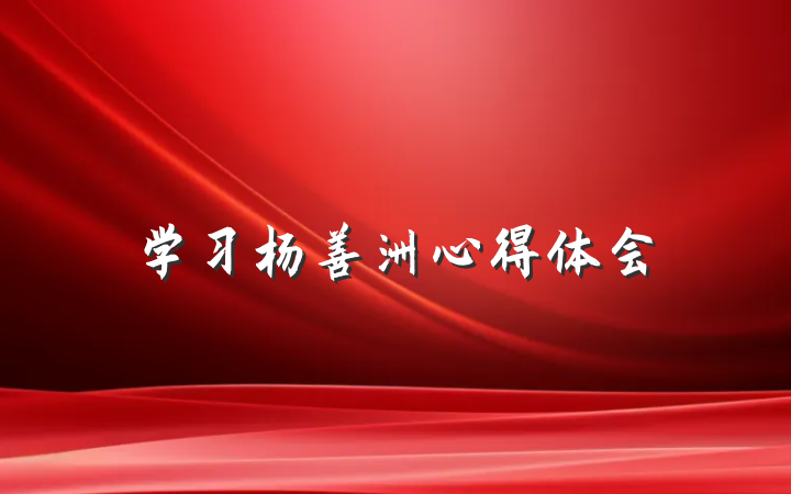 学习杨善洲心得体会
