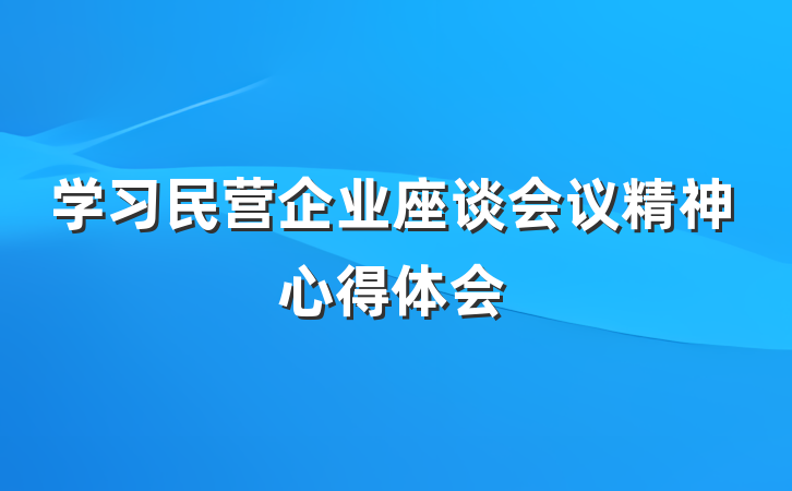 学习民营企业座谈会议精神心得体会