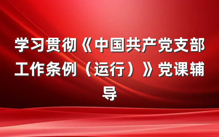 学习贯彻《中国共产党支部工作条例（运行）》党课辅导