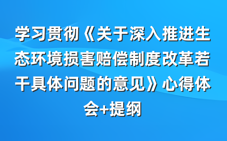 学习贯彻《关于深入推进生态环境损害赔偿制度改革若干具体问题的意见》心得体会 提纲