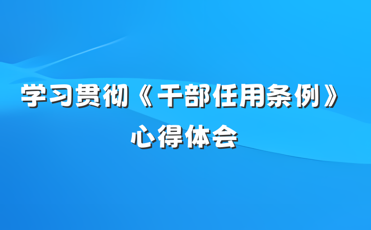 学习贯彻《干部任用条例》心得体会