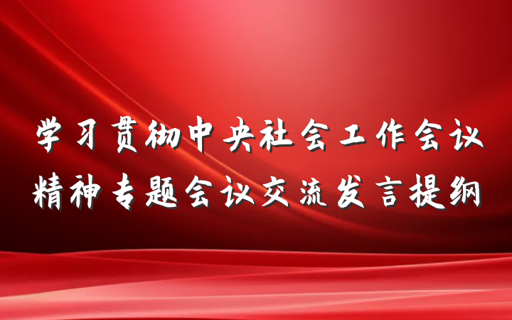 学习贯彻中央社会工作会议精神专题会议交流发言提纲
