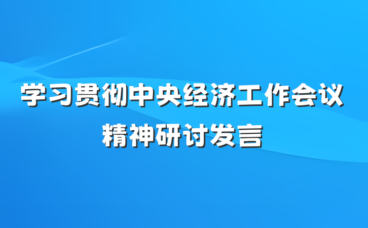学习贯彻中央经济工作会议精神研讨发言