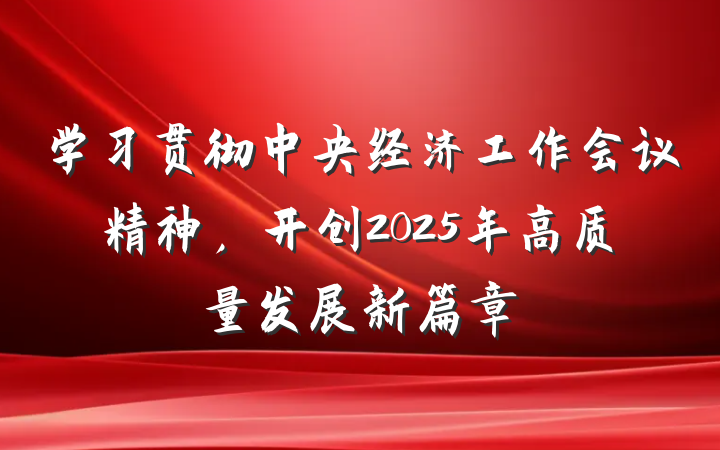 学习贯彻中央经济工作会议精神，开创2025年高质量发展新篇章