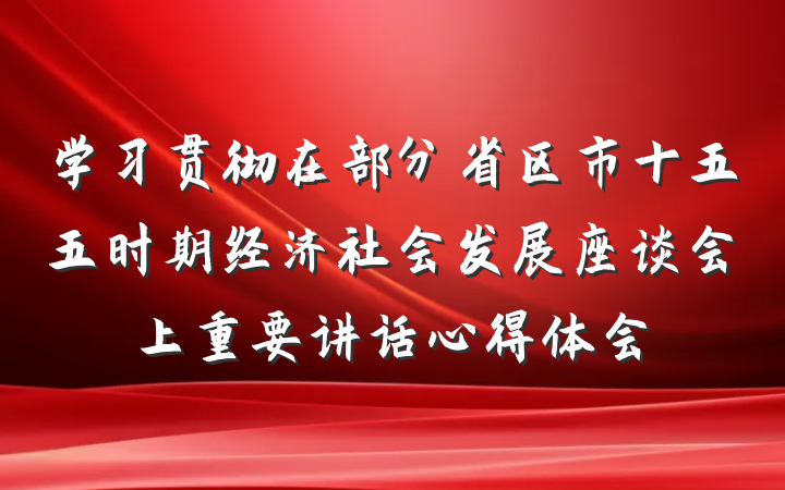 学习贯彻在部分省区市十五五时期经济社会发展座谈会上重要讲话心得体会