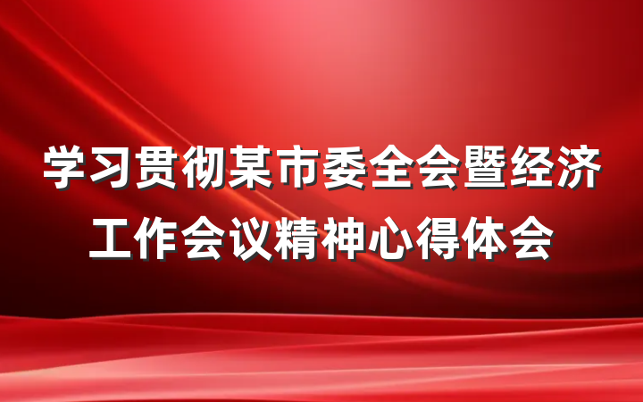 学习贯彻某市委全会暨经济工作会议精神心得体会