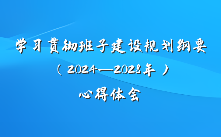 学习贯彻班子建设规划纲要（2024—2028年）心得体会