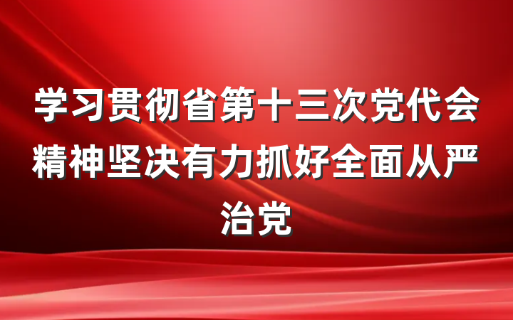 学习贯彻省第十三次党代会精神坚决有力抓好全面从严治党