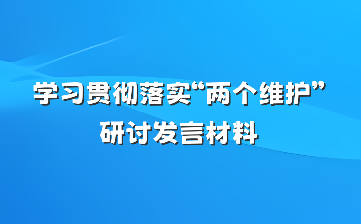 学习贯彻落实“两个维护”研讨发言材料