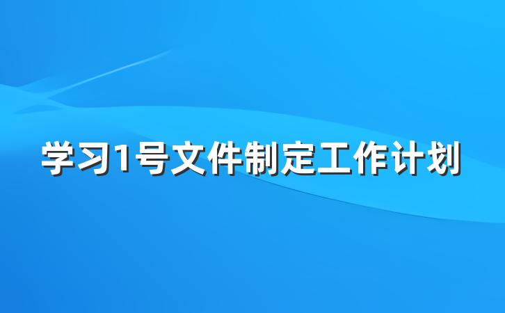 学习1号文件制定工作计划