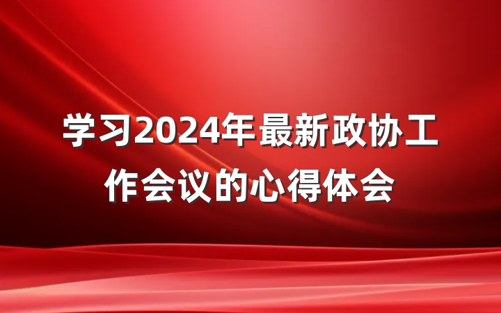 学习2024年最新政协工作会议的心得体会