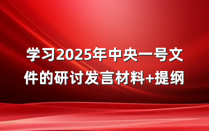 学习2025年中央一号文件的研讨发言材料 提纲