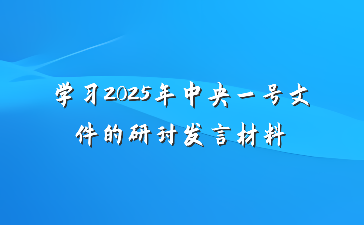学习2025年中央一号文件的研讨发言材料