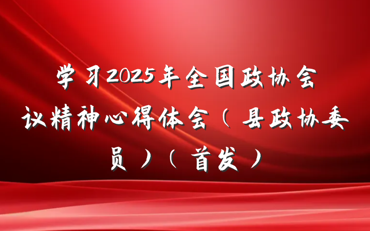 学习2025年全国政协会议精神心得体会（县政协委员）（首发）