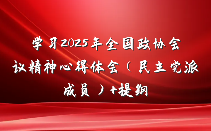 学习2025年全国政协会议精神心得体会（民主党派成员） 提纲