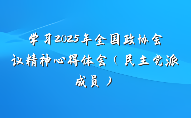 学习2025年全国政协会议精神心得体会（民主党派成员）