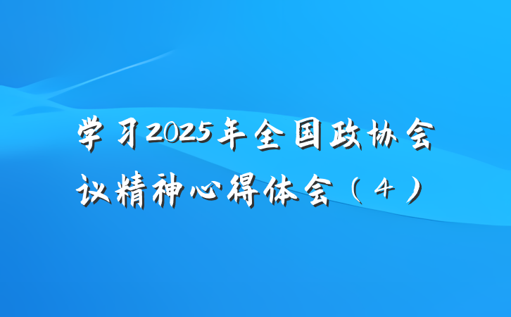 学习2025年全国政协会议精神心得体会（4）
