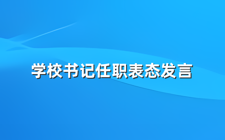 学校书记任职表态发言