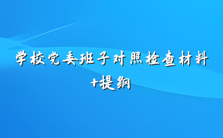 学校党委班子对照检查材料 提纲