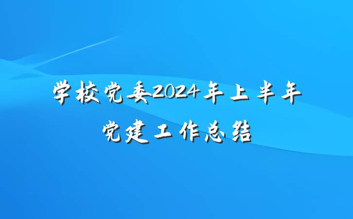 学校党委2024年上半年党建工作总结