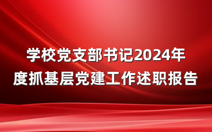 学校党支部书记2024年度抓基层党建工作述职报告