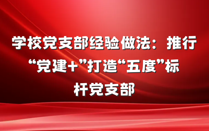 学校党支部经验做法：推行“党建+”打造“五度”标杆党支部