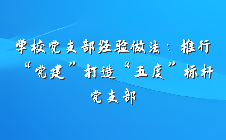 学校党支部经验做法：推行“党建”打造“五度”标杆党支部