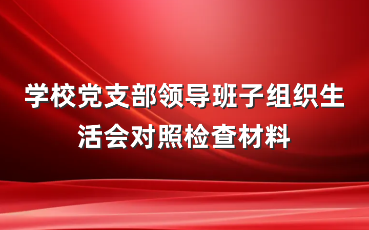 学校党支部领导班子组织生活会对照检查材料