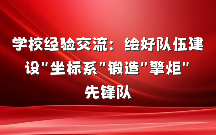 学校经验交流：绘好队伍建设＂坐标系＂锻造＂擎炬＂先锋队