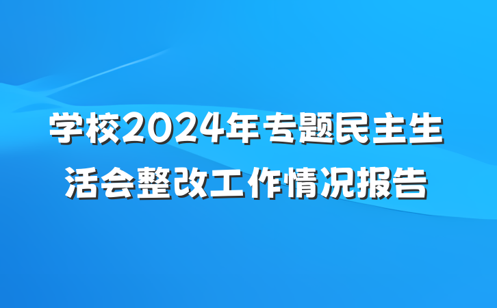 学校2024年专题民主生活会整改工作情况报告