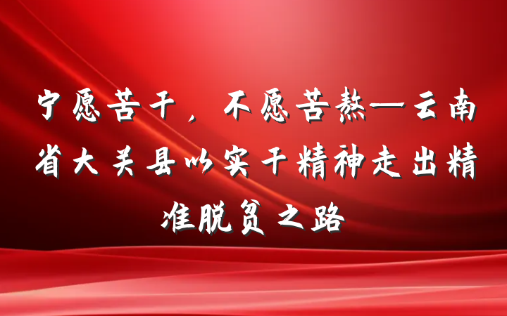 宁愿苦干，不愿苦熬—云南省大关县以实干精神走出精准脱贫之路