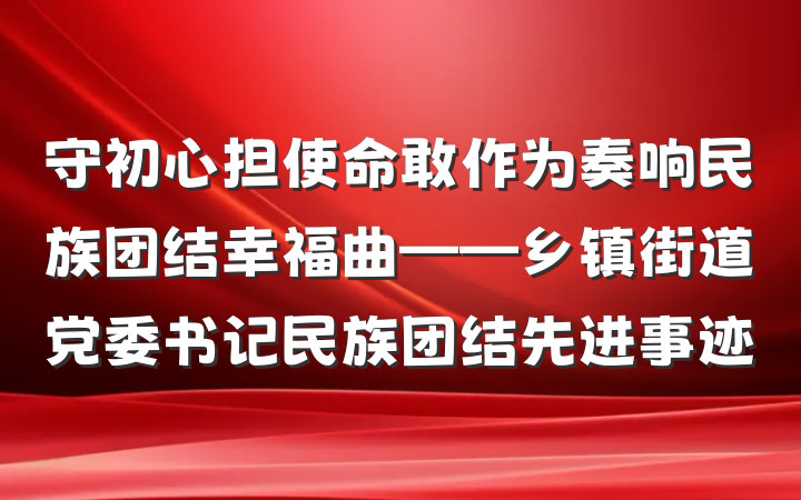 守初心担使命敢作为奏响民族团结幸福曲——乡镇街道党委书记民族团结先进事迹