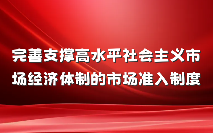 完善支撑高水平社会主义市场经济体制的市场准入制度