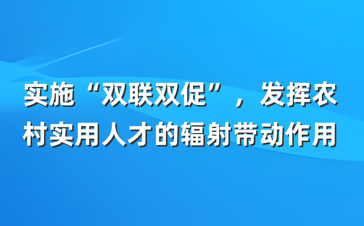 实施“双联双促”，发挥农村实用人才的辐射带动作用