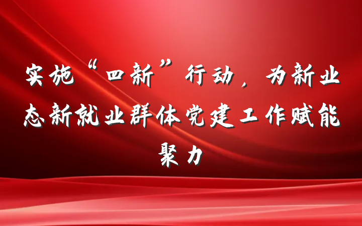 实施“四新”行动，为新业态新就业群体党建工作赋能聚力