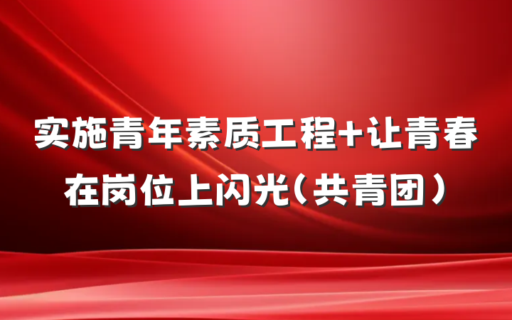 实施青年素质工程 让青春在岗位上闪光（共青团）