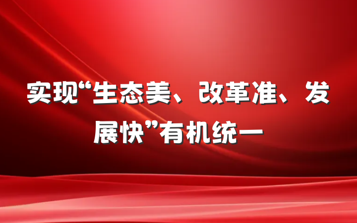 实现“生态美、改革准、发展快”有机统一