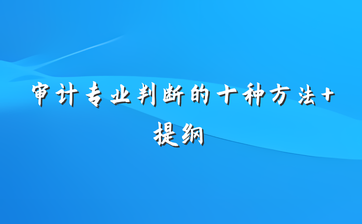 审计专业判断的十种方法 提纲