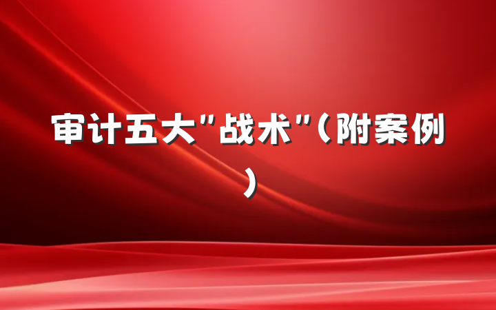 审计五大＂战术＂(附案例)