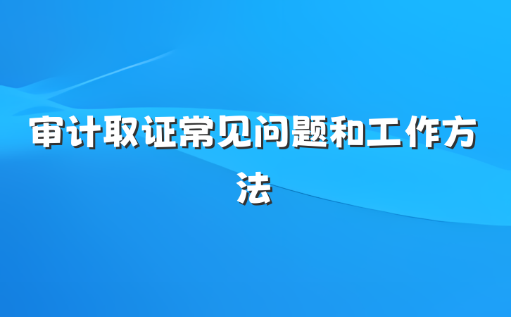 审计取证常见问题和工作方法