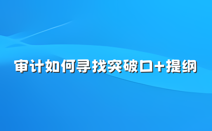审计如何寻找突破口 提纲