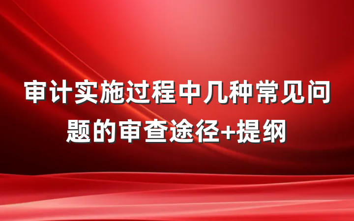 审计实施过程中几种常见问题的审查途径 提纲
