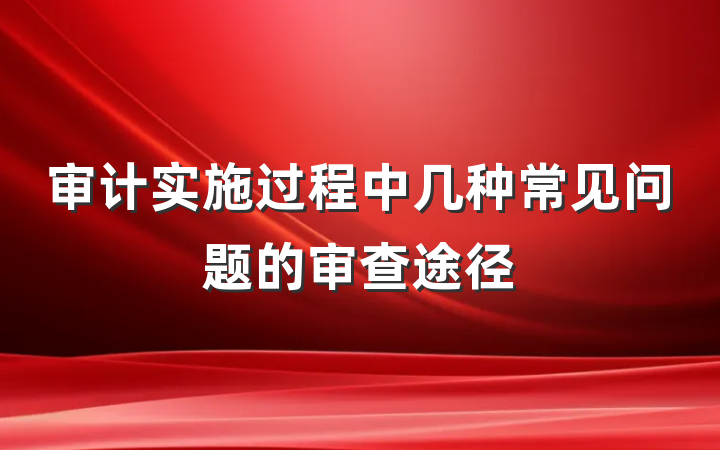 审计实施过程中几种常见问题的审查途径
