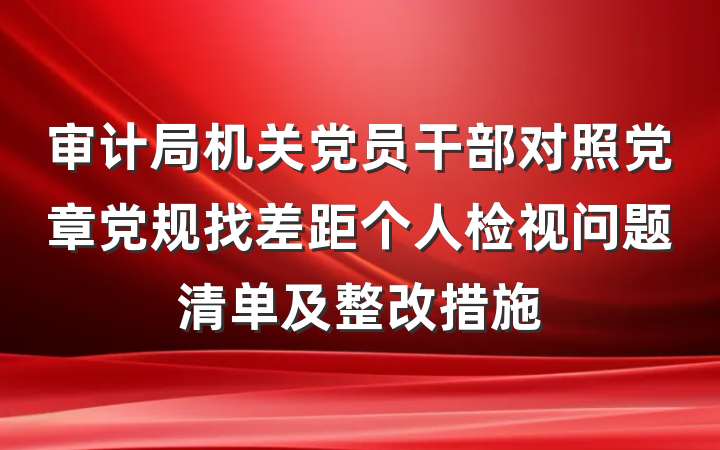 审计局机关党员干部对照党章党规找差距个人检视问题清单及整改措施