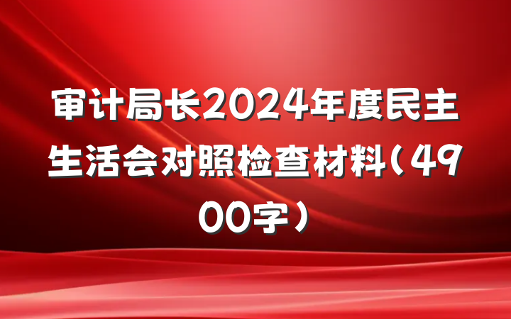 审计局长2024年度民主生活会对照检查材料（4900字）