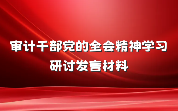 审计干部党的全会精神学习研讨发言材料