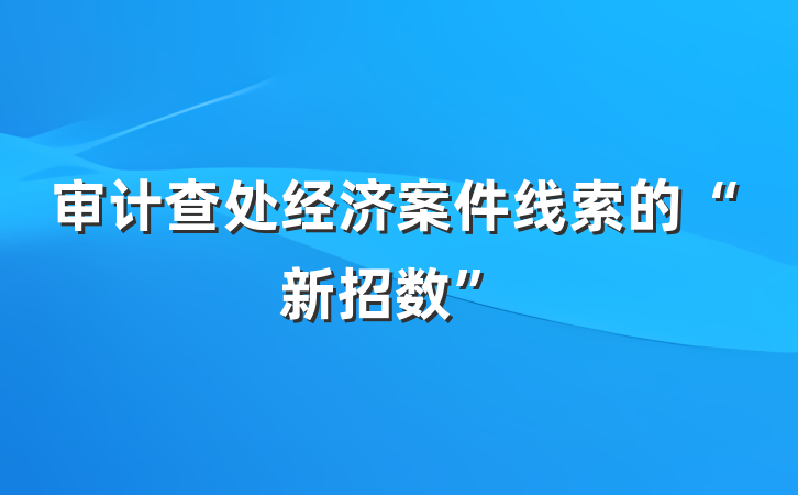 审计查处经济案件线索的“新招数”