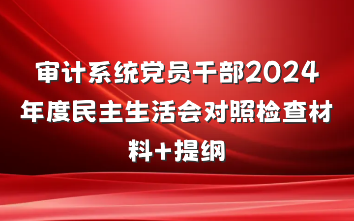 审计系统党员干部2024年度民主生活会对照检查材料 提纲