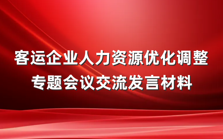 客运企业人力资源优化调整专题会议交流发言材料